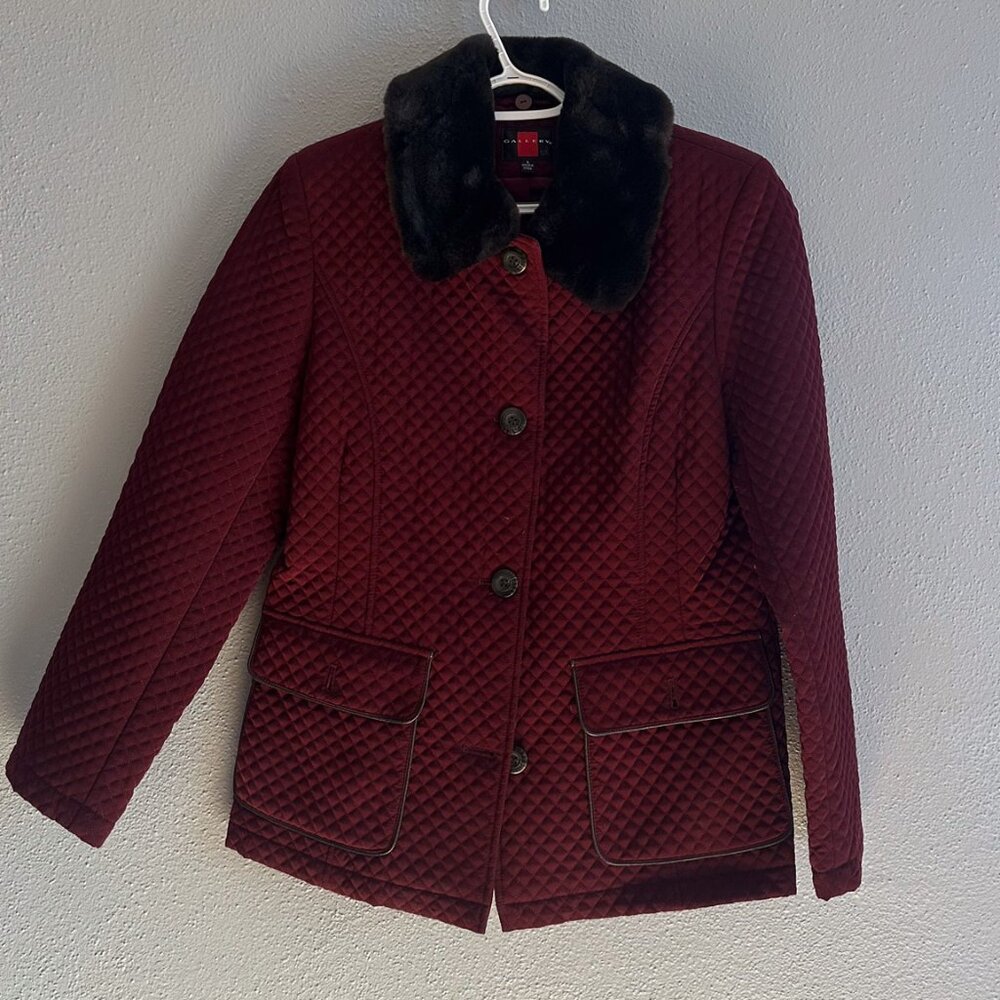 Vintage waffel winter coat with fur